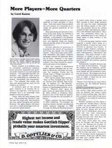 Carol Kantor, “More Players = More Quarters” RePlay magazine article, September 1976, The Strong, Rochester, New York. Carol Kantor, “More Players = More Quarters” RePlay magazine article, September 1976, The Strong, Rochester, New York.