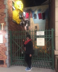 Aria Halliday with Big Bird at The Strong Aria Halliday with Big Bird at The Strong