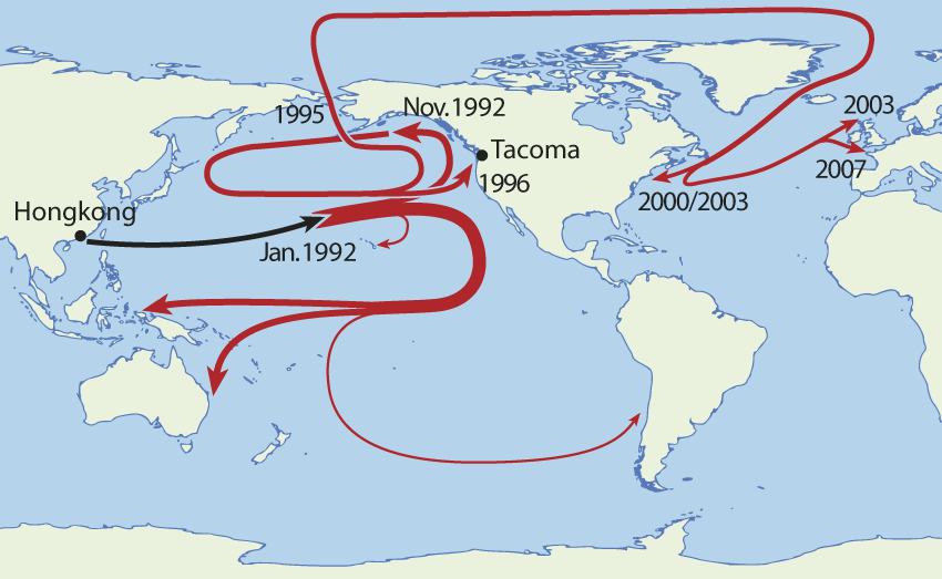 The Path of the Friendly Floatees (1992–2007) courtesy Wikipedia Commons.