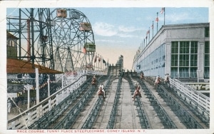 Steeplechase postcard, 1917. The Strong, Rochester, New York. Steeplechase postcard, 1917