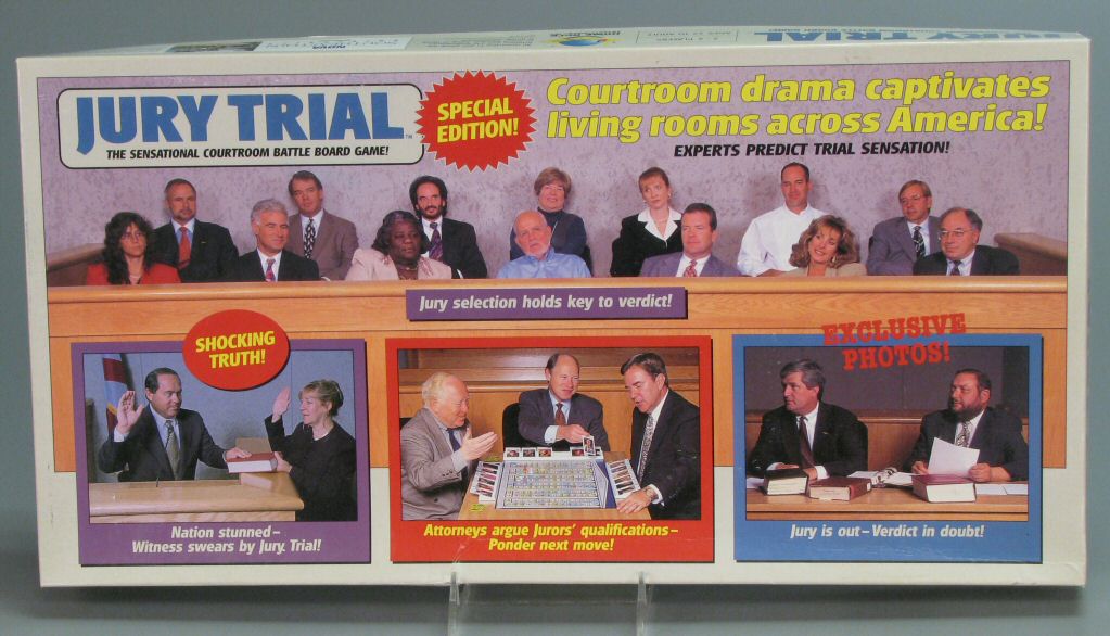 Jury Trial board game, 1996, gift of Deborah Clevenger, courtesy of The Strong, Rochester, New York.