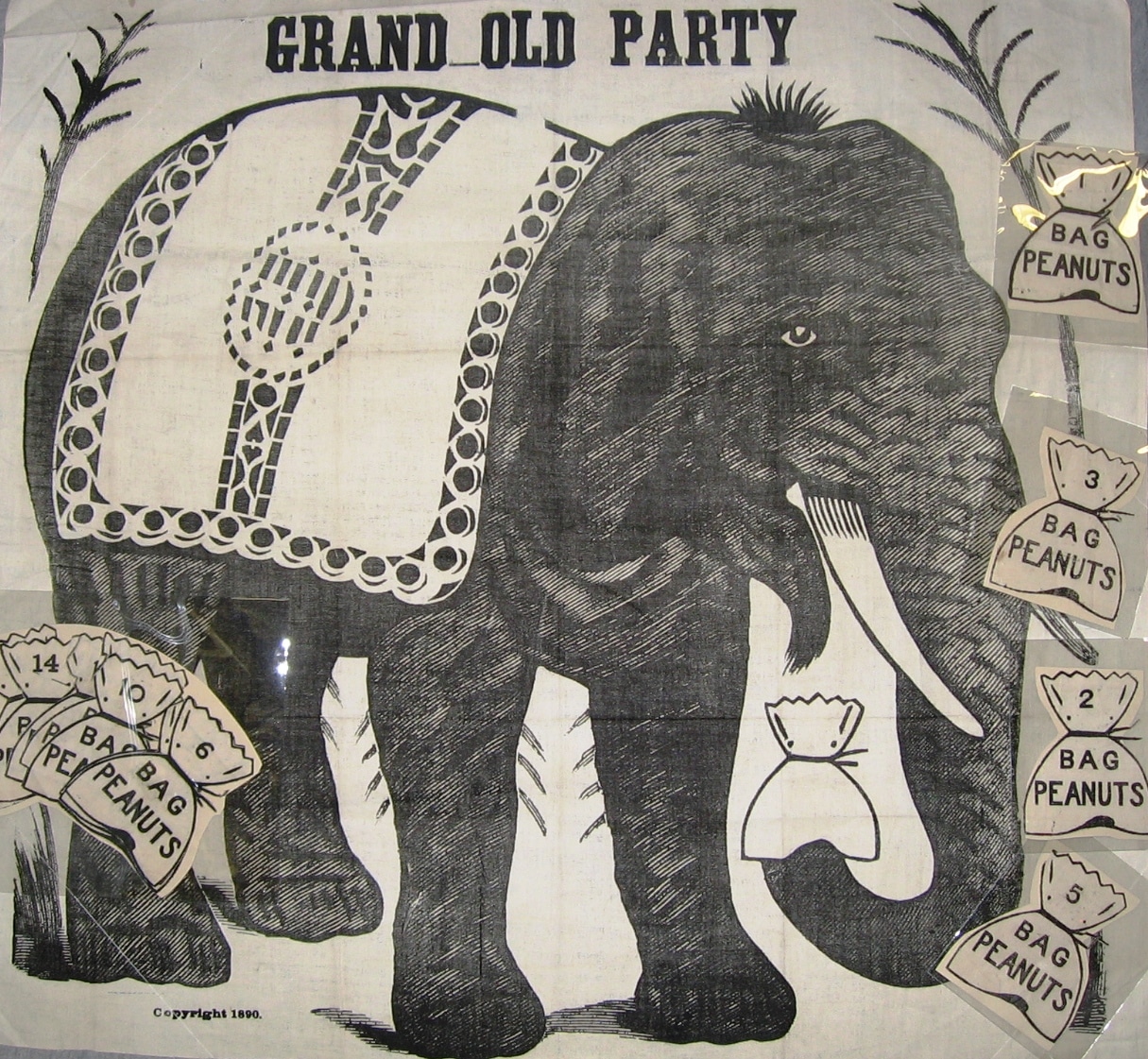 Pin the tail game, Selchow & Righter, 1890, from the collection of Strong National Museum of Play.