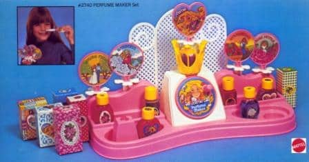 Whether a day at the office or a night out on the town, you could mix your own perfume concoctions for you and your Barbie.