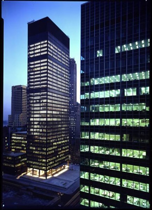 Life magazine photo of the Seagram Building and Lever House, 1958
