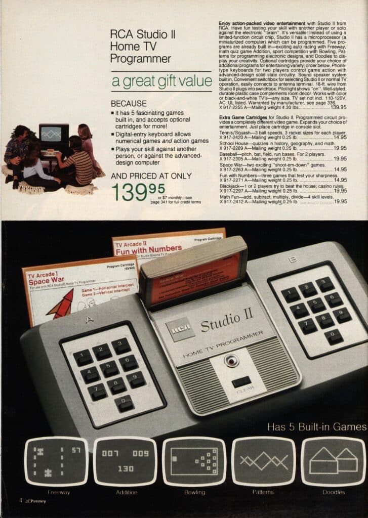 RCA Studio II advertisement in JCPenney catalog, 1977. Brian Sutton-Smith Library & Archives of Play. The Strong, Rochester, New York.