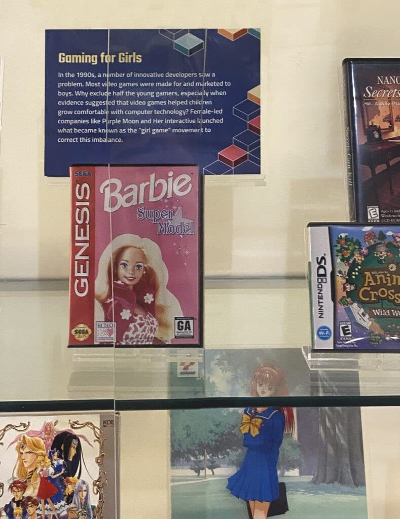 Gaming for Girls exhibit case, The Strong, Rochester, New York.