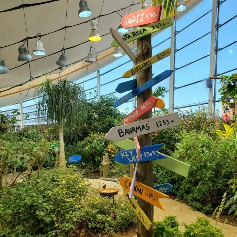Carribean signs in Dancing Wings Butterfly garden