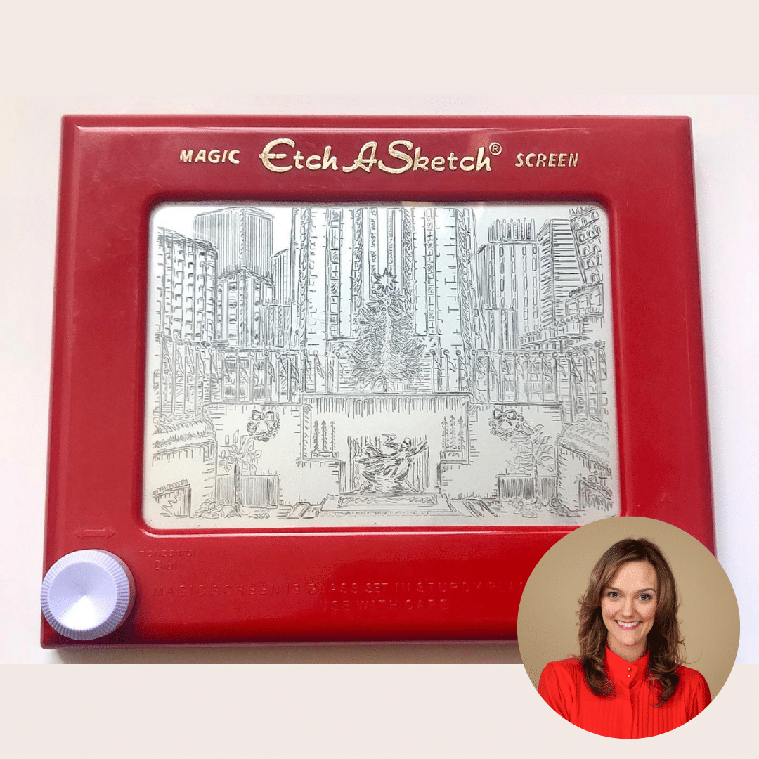 Etch-A-Sketch art created by Leah Hoffman with her headshot