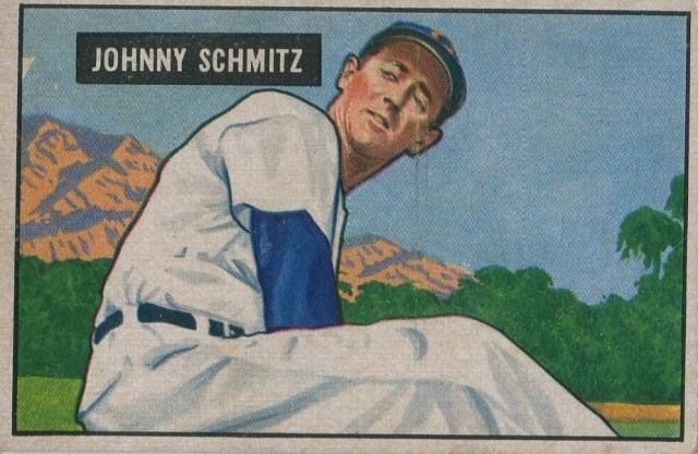 Image of Baseball Card, Johnny Schmitz, Bowman’s Gum, 1952, The Strong, Rochester, New York.
