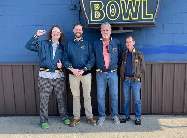 Picture of Running the route with T-N-T Entertainment, Angola, IN, May 2022. (Left to Right) Robert Severson, Justin Tolliver, Kent Tolliver, Chuck Trowbridge.